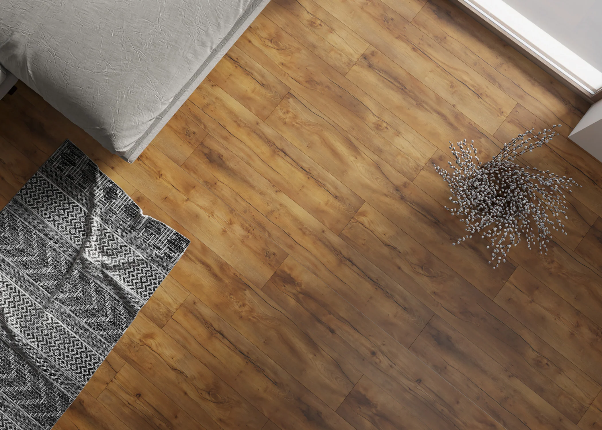 10mm Amber Crest Oak w/ pad Water-Resistant Laminate Flooring 8.03 in. Wide x 48 in. Long - Image 4