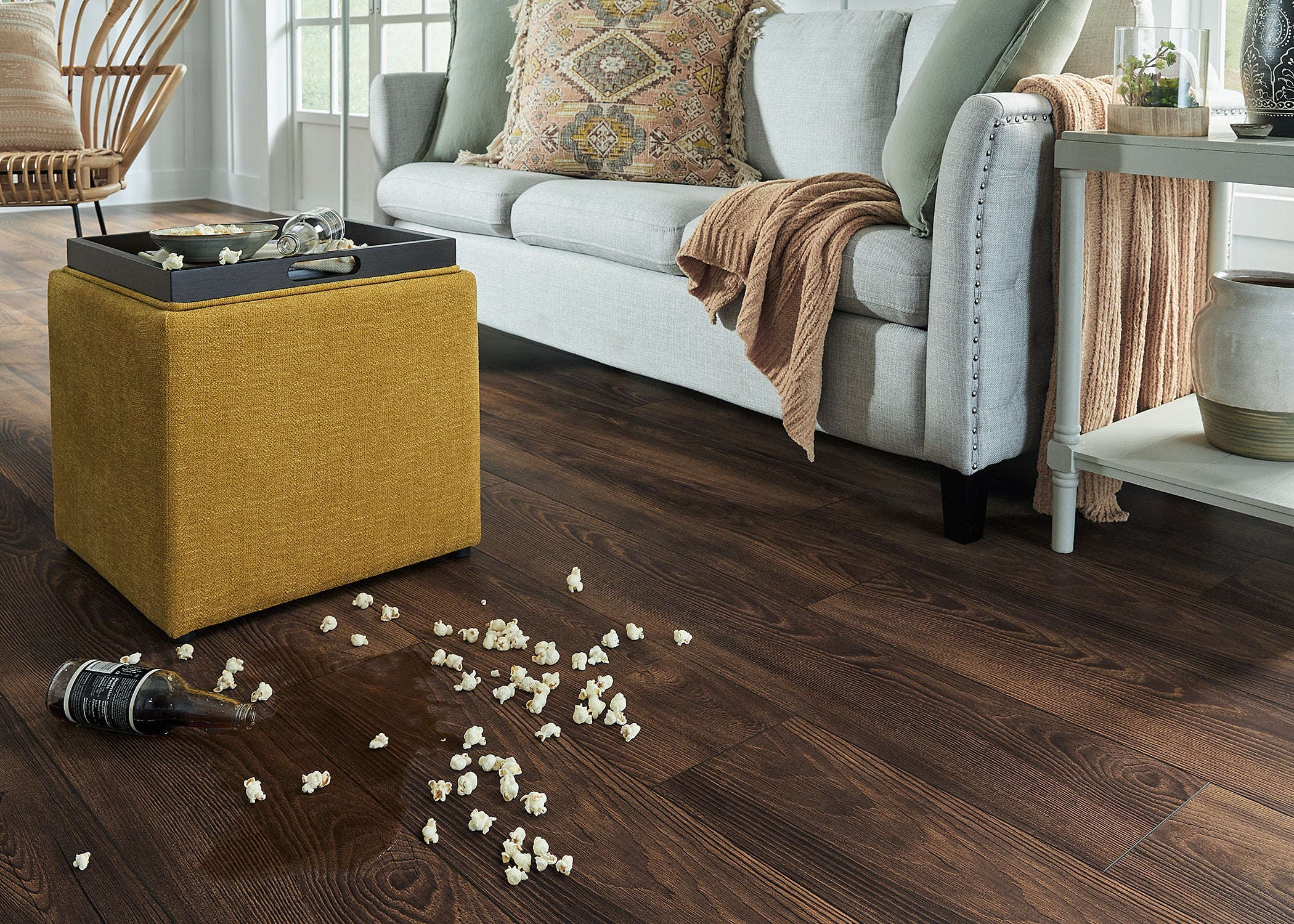 12mm Hay Penny Oak w/ pad Water-Resistant Laminate Flooring 8.03 in. Wide x 48 in. Long - Image 4